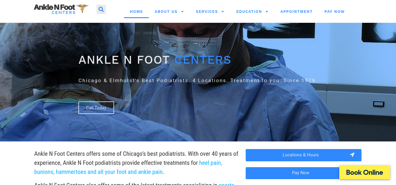 Screenshot of website Ankle N Foot